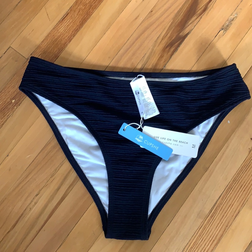 Cupshe | Textured Navy Bikini Bottom